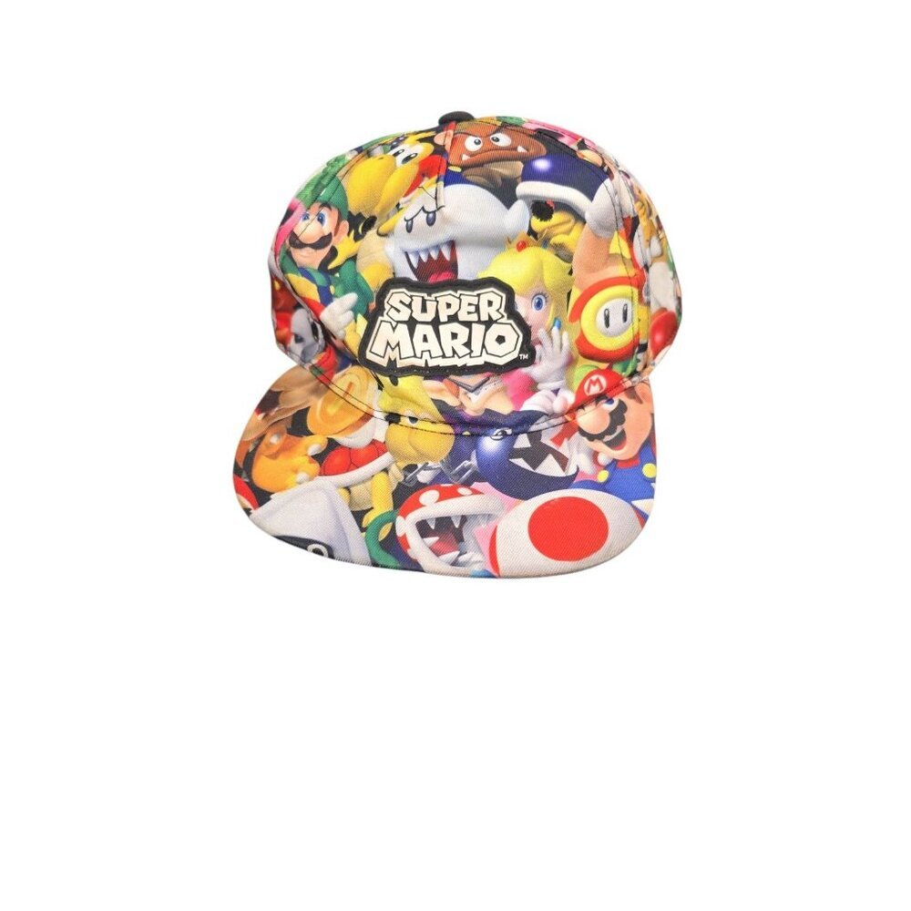 Nintendo Super Mario Rubber Patch Snapback Hat Multicolor Character Youth Size